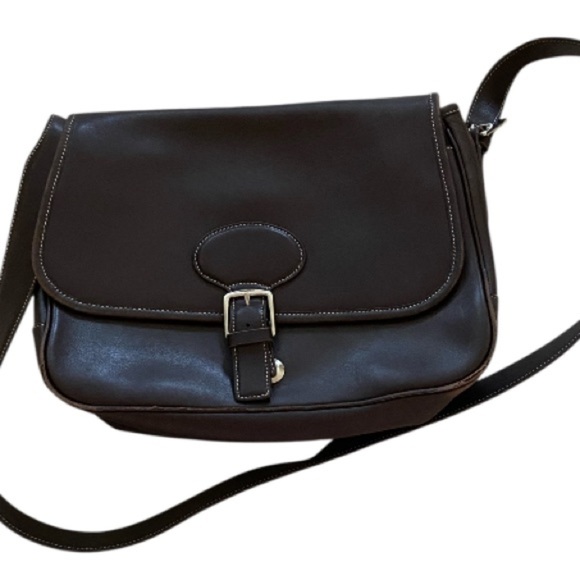 Coach Vintage Dark Brown Leather Messenger Bag #NoK1S-7750 with silver hardware - Picture 1 of 16